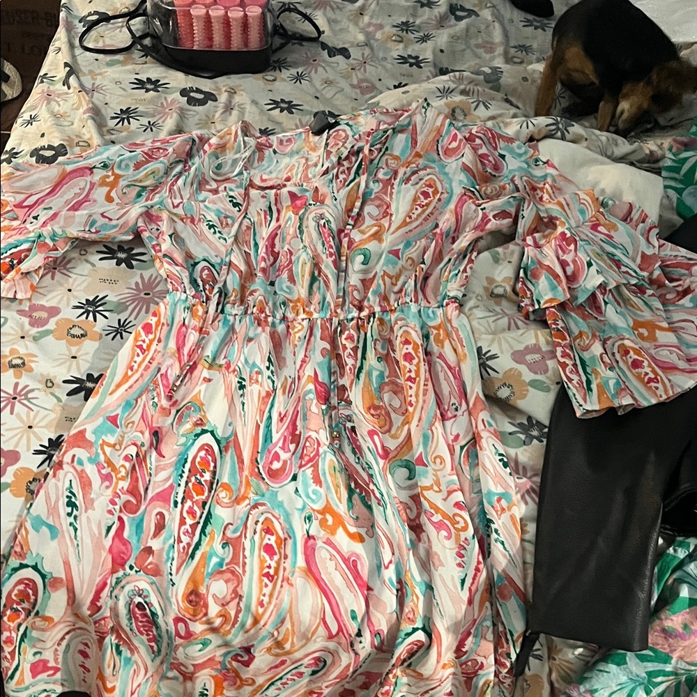 Colorful Paisley Long Sleeve Dress